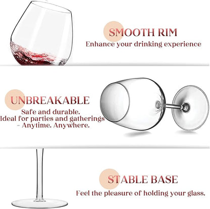 Plastic Wine Glasses Set of 4(15oz) |Unbreakable Wine Glasses with Stem|100% Tritan & BPA Free |Dishwasher Safe| Awesome For Pool, Beach, Travel, Pool, Camping, Beach, Picnic, Everyday Use.