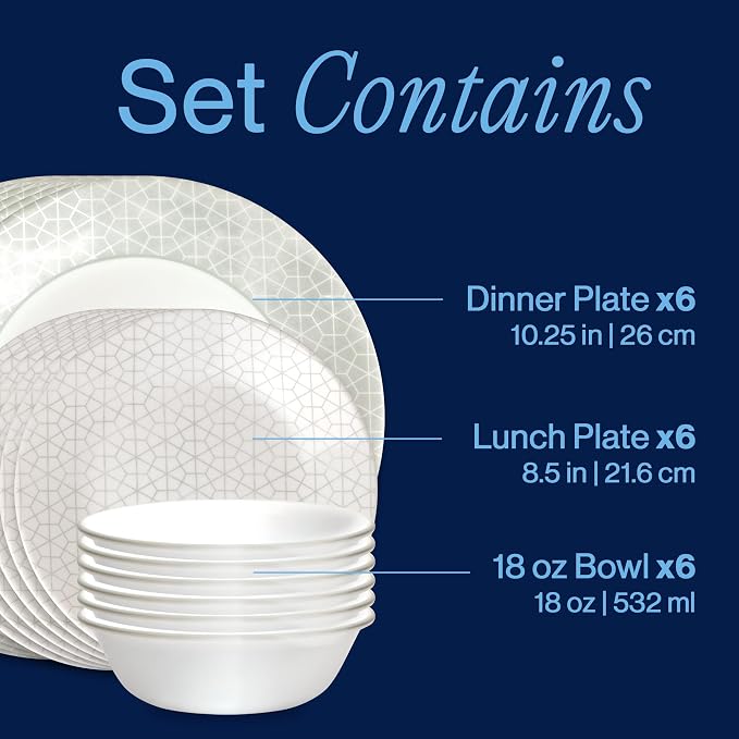 Corelle Vitrelle 18 Piece Glass Dinnerware Sets Service - Image 3