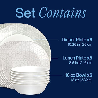 Corelle Vitrelle 18 Piece Glass Dinnerware Sets Service - Image 3