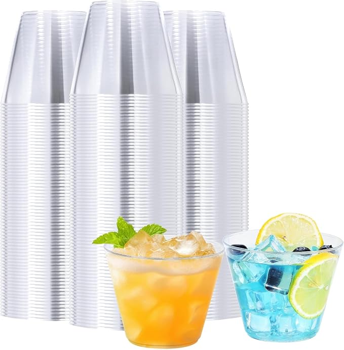 BYSNOW 300 Pack 9 oz Clear Plastic Cups, Disposable Plastic Cocktail Cups | by BYSNOW