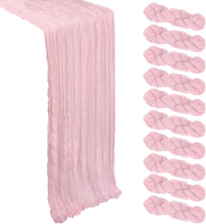10 Pack 17 x 108 Inch Pink Table Runner Cheesecloth | Gauze Cheese Cloth by Heneger