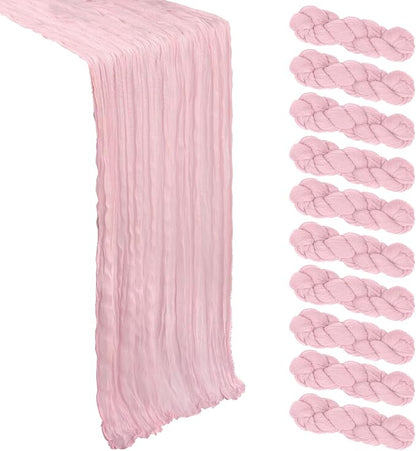 10 Pack 17 x 108 Inch Pink Table Runner Cheesecloth | Gauze Cheese Cloth by Heneger