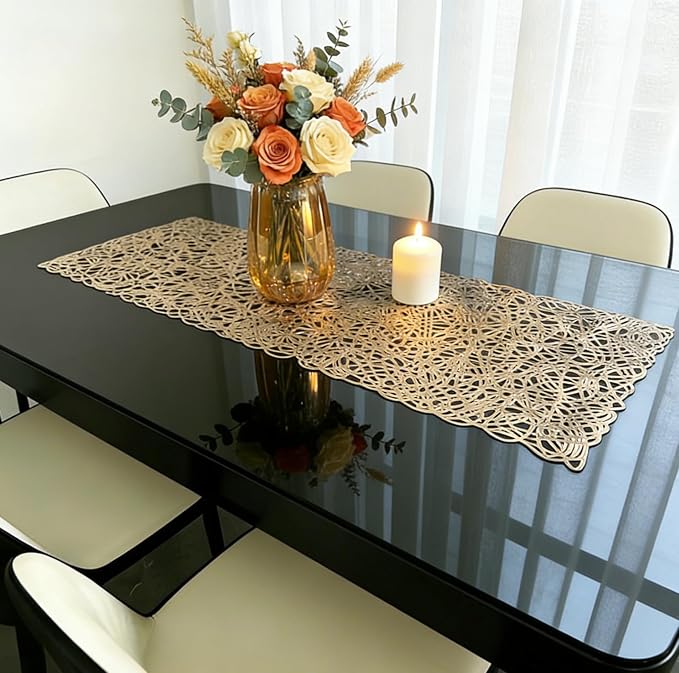 FAVE Gold Table Runners 36 Inches Short Table Runner Washable Table Mats | Heat - Image 5
