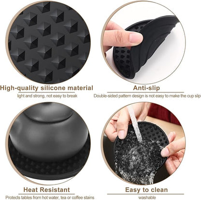 Eccliy 84 Pack Silicone Coasters for Drinks Nonslip Silicone Drink Coasters Cold Hot Heat Resistant for Table Tabletop Coffee Bar (Black)