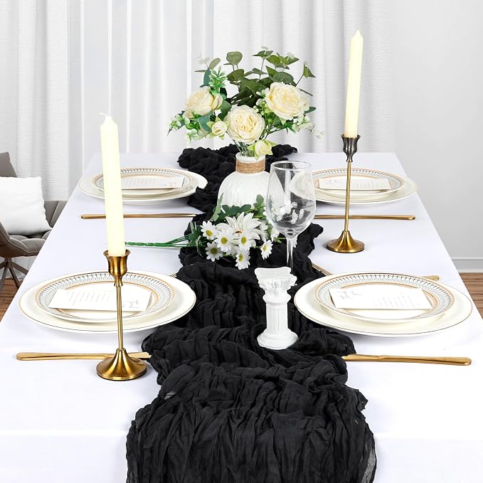 10 Pack 17 x 108 Inch Black Table Runner Cheesecloth | Gauze Cheese Cloth - Image 3