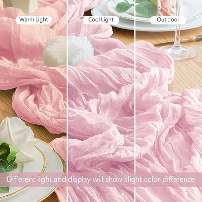 Cheesecloth Table Runner Blush Pink 10FT Boho Gauze Runner, 2 Pack | 120 Inch - Image 8