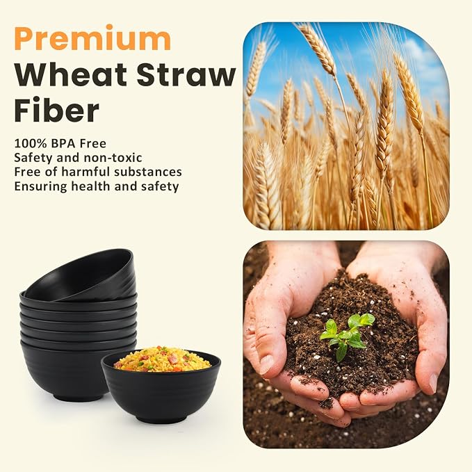 Cereal Bowl Set, Wheat Straw Bowls - Image 3