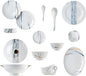 50 Pcs Fine Bone China Dinnerware Set, Porcelain & Ceramic Dinnerware Sets, Bone Stoneware & Ceramic Cookware Tableware Set Includes Dinner Plates|Spoons|Pasta Bowls|Soup Pot|Chopsticks