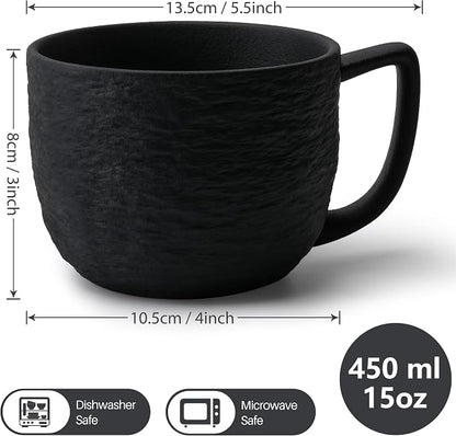 MIAMIO - Coffee Mug Set of 4 x 450 ml Cups/White Mugs Ceramic - Image 2