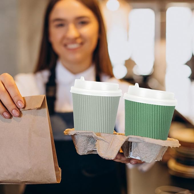 Whaline 100Pcs Sage Green Disposable Coffee Cups - Image 6