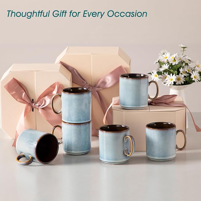 vancasso ONION Ceramic Coffee Mugs Set of 6, 12 Oz Coffee Cups - Image 8