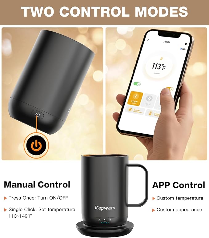 Kepwam Self-Heating Coffee Mug T1, 16oz Rechargeable Heated Coffee Mug - Image 4