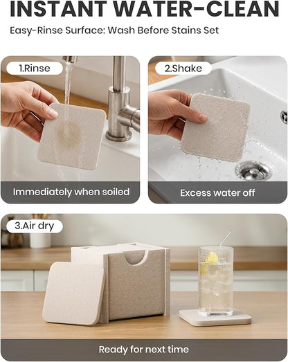 Fluxynara Felt Coasters with Holder, Denim Mist | Square Felt Coasters - Image 7