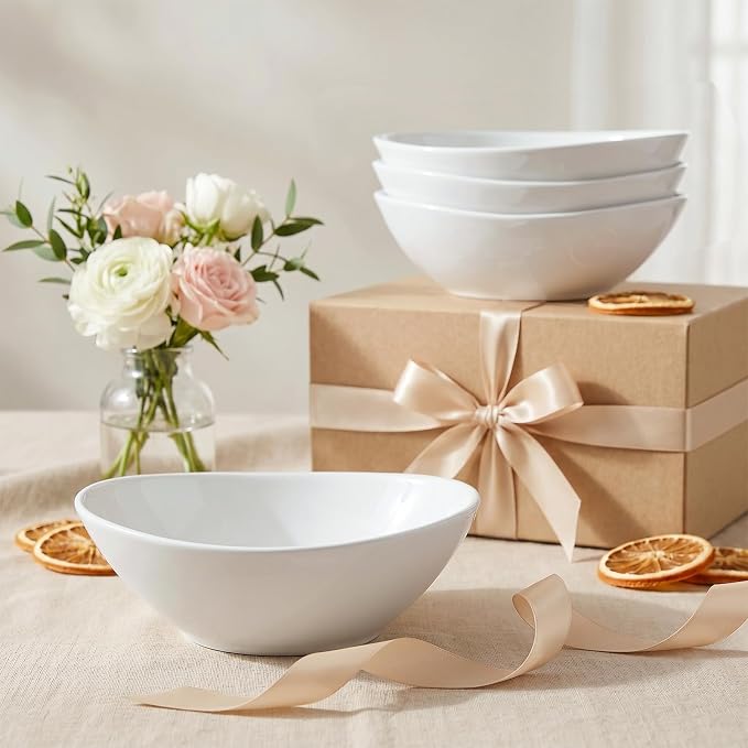 LIFVER 9" Serving Bowls for Wedding Decor, 36 OZ Porcelain Serving Dishes for - Image 9