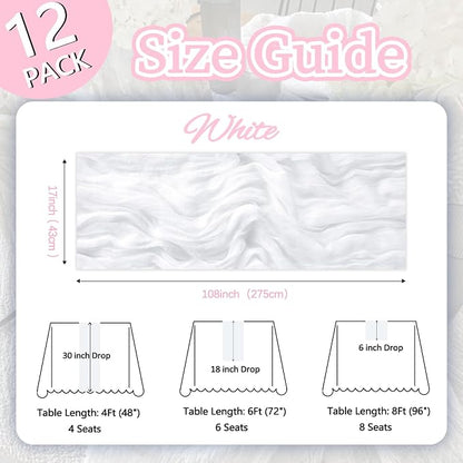12 Pack White Cheesecloth Table Runner 17 x 108 Inch | Boho Gauze Cheese Cloth - Image 2