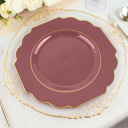 Cinnamon Rose Hard Plastic Dinner Plates, 50 Pack 11" Disposable Round Baroque - Image 7