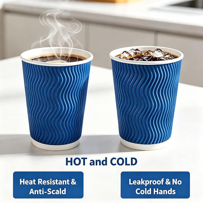 MOUMOULIFE 12 oz Disposable Paper Coffee Cups 100 Pack, Leak Proof Insulated - Image 5
