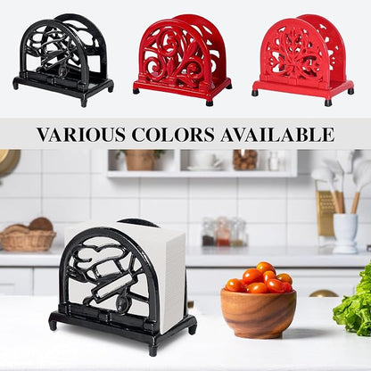 JOGREFUL Cast Iron Napkin Holder, Kitchen Organizer Chef Tool Pattern Black | - Image 4