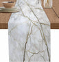 Marble Table Runner-Cotton Linen-Long 72 inche White Gray Gold Dresser Scarves by PIEPLE