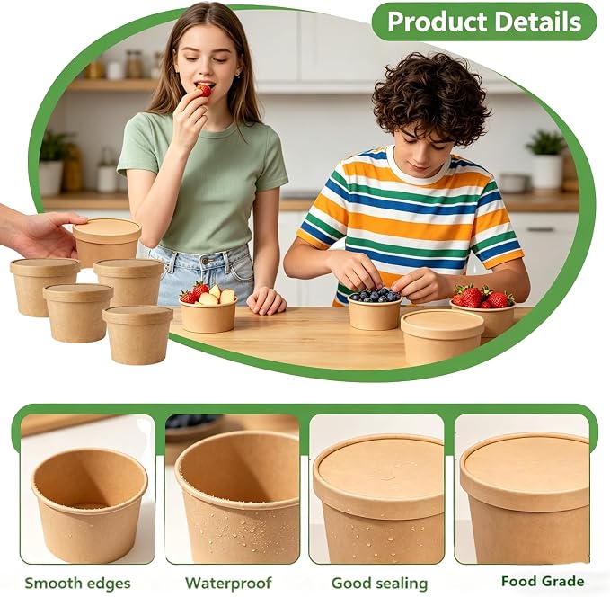 75 Pack 8oz Paper Soup Containers - Image 4
