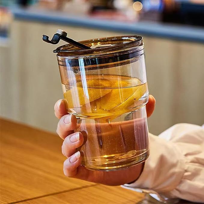 13oz Glass Tumbler with Straw and Leak-Proof Lid, Reusable Iced Coffee Cup - Image 5