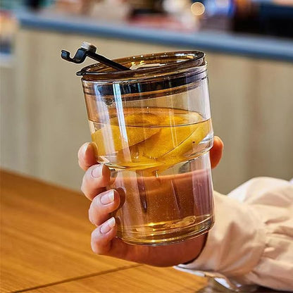 13oz Glass Tumbler with Straw and Leak-Proof Lid, Reusable Iced Coffee Cup - Image 5