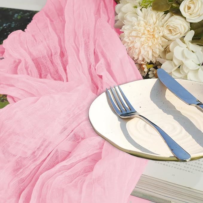 12 Pack Rose Gold Cheesecloth Table Runner 10ft Boho Gauze Cheese Cloth Table - Image 4