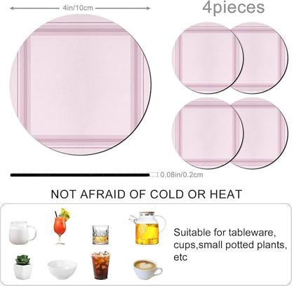 Pink Grid Coasters Set of 4 Absorbent Coasters - Image 3
