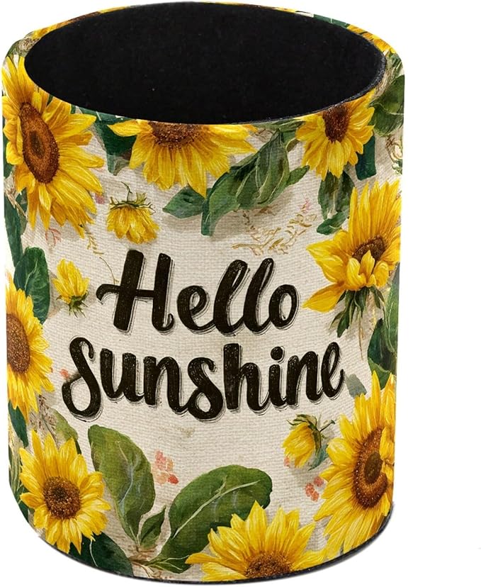 Sunflower Leather Pen Holder for Desk, Desktop Caddy Stationery Organizer for by Unknown