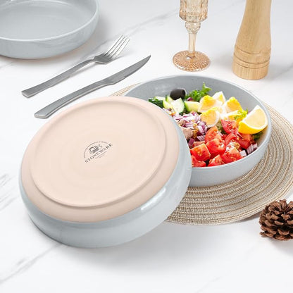 LIANYU Pasta Salad Bowls Set of 4, 33oz Large Round Serving Bowls, Wide and - Image 3