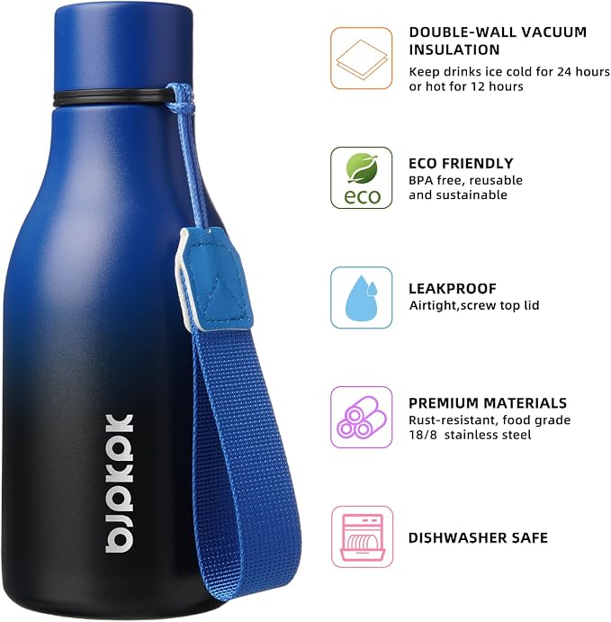 BJPKPK 12oz Insulated Water Bottle, Stainless Steel Bottle - Image 2