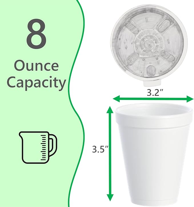 8OZ Foam Cups for Hot & Cold Drinks - Image 2