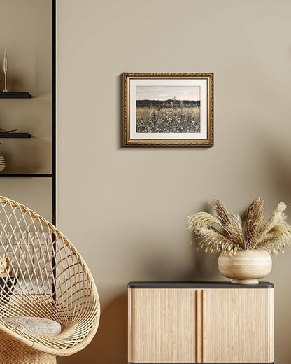 InSimSea Gold Picture Framed Wall Art, Living Room Bathroom Vintage Meadow with Flowers Pictures Wall Decor, Canvas Print Art, Home Farmhouse Decor, Antique Paintings with Frames 13x16inch