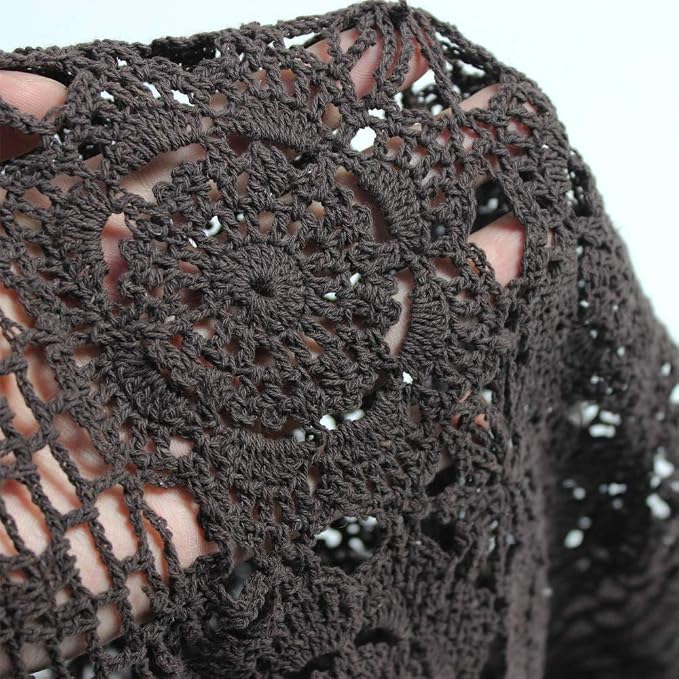 Cotton Handmade Crochet Lace Table Runner Dark Brown Rectangle Coffee Table - Image 3