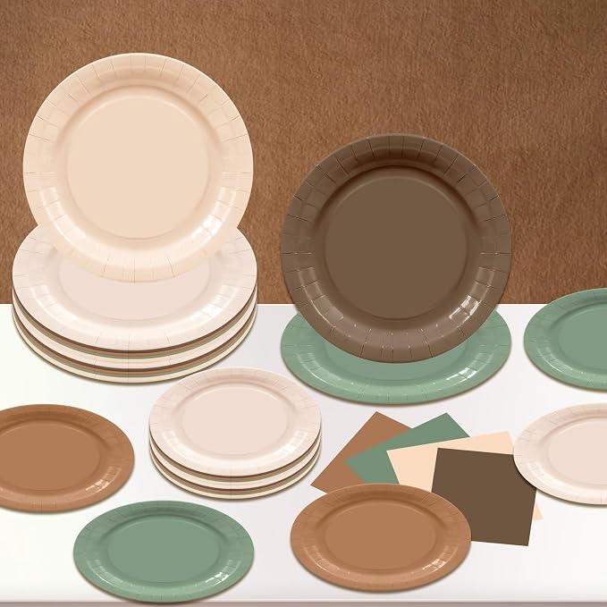 60Pcs Woodland Plates and Napkins Party Supplies, Serves 20 | Sage Green and - Image 5