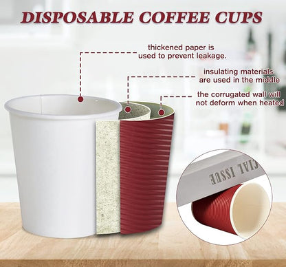 LITOPAK Coffee Cups 12 oz, 80 Pack Insulated Ripple Wall Hot Paper Cups | Three - Image 4