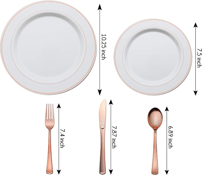 Exquisite 200 Piece Heavyweight Party Disposable Plastic Plates and Cutlery Set - Image 3