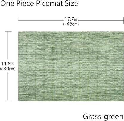PIGCHCY Countryside Placemats Set of 6 Woven Heat Resistant Placemats Washable Easy to Clean Table Mats for Dining Room and Decor (Pear Green)