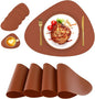 Modern Placemats for Round Table mats Set of 4 Wipeable Washable Leather Waterproof Round Placemats for Dining Table Mat Kitchen Table Mats Set Coffee Table Mats, Brown