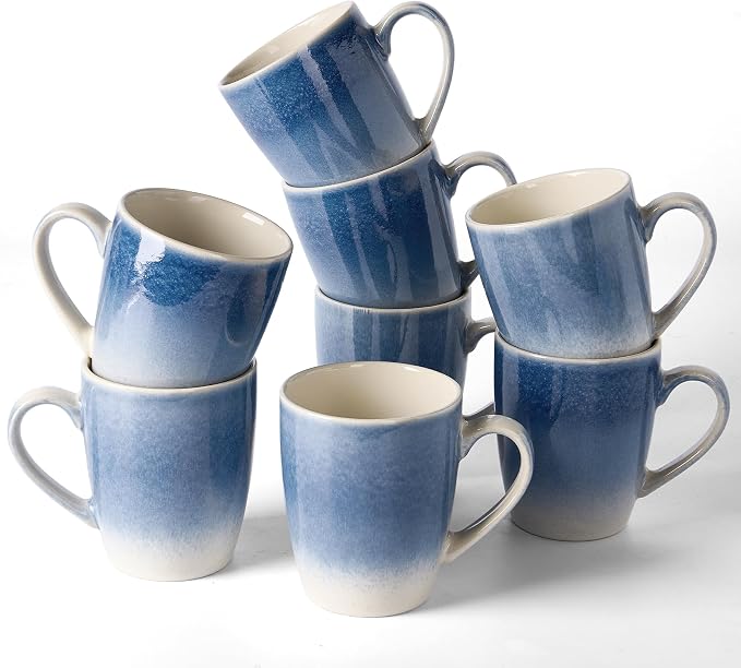 famiware Coffee Mugs Set, 13 oz Mug Set of 8, Stoneware Cups by Famiware