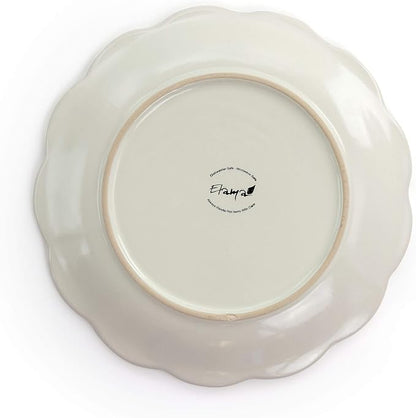 Elama Embossed Scalloped Stoneware Dinnerware Dish Set, 16 Piece - Image 6
