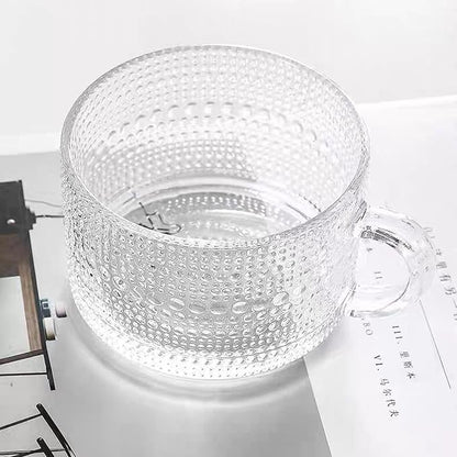 6 Pcs Vintage Coffee Mugs Clear Embossed Glass Cups - Image 8