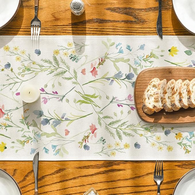 Artoid Mode Wildflowers Bloom Flowers Spring Table Runner, Seasonal Summer - Image 3