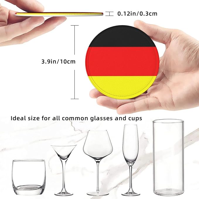6 Pack Germany Flag Leather Coaster - Image 4