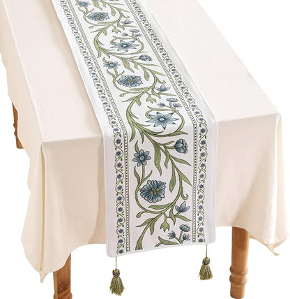 Designer French Linen Extra Long Table Runner, Dining Table, Kitchen Decor by Isaennehomedecoration