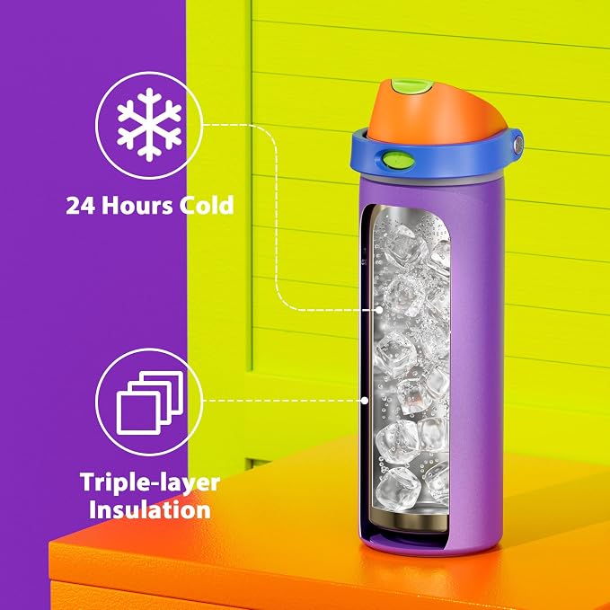 24 oz Insulated Water Bottle for Women: Meoky Stainless Steel Metal Water Bottle - Image 4