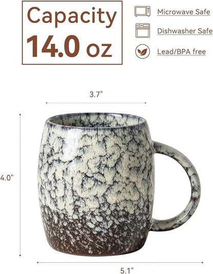 Ivory Nebula Ceramic Coffee Mug - 14 oz Unique Reactive Glaze Coffee Cup - Image 8
