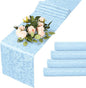 MILVOWOC 4 Pack Light Blue Satin Table Runner, 12 x 72 Inch | Jacquard Damask by MILVOWOC