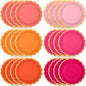 48 Pcs Pink and Orange Paper Plates 9 Inch Scalloped Paper Plates Disposable Dinner Dessert for Birthday Wedding Bridal Party Supplies, 6 Colors