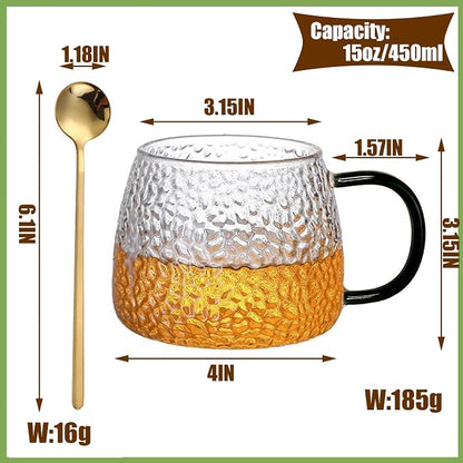 Viovian 15oz Vintage Glass Coffee Mugs Set of 6 Coffee Cups - Image 4